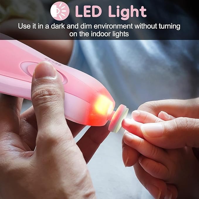Baby Nail Grooming Kit | 2 Speed | 6 Heads | With LED & Travel Cap
