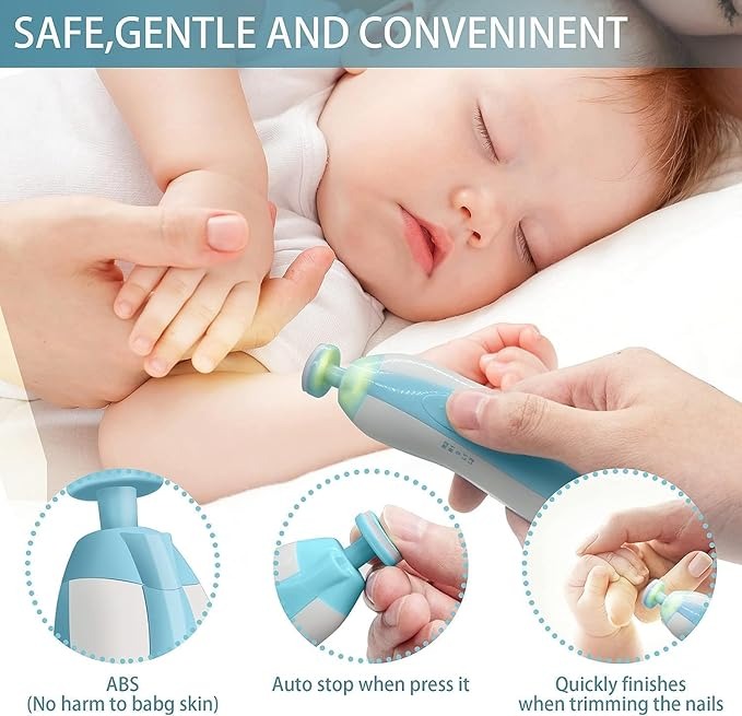 Baby Nail Grooming Kit | 2 Speed | 6 Heads | With LED & Travel Cap