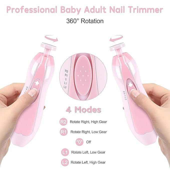 Baby Nail Grooming Kit | 2 Speed | 6 Heads | With LED & Travel Cap